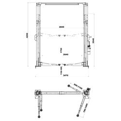 KraftWell (KRW4.2MA) Подъемник двухстоечный г/п 4200 кг электрогидравлический с развернутыми каретками