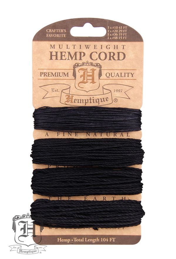 Шнур пеньковый набор №10, 20, 36, 48 / 12.5 м, 8.8 м, 5.8 м, 4.5 м, Hemptique HCMWBLK