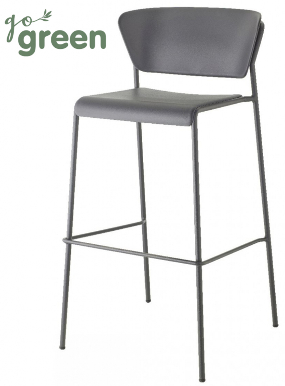 Стул пластиковый барный Scab Design Lisa Technopolymer Go Green, антрацит