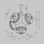 Х-образный вертикальный коннектор для системы Shelf с вводом питания, CA019L4C-P-B. TM Maytoni