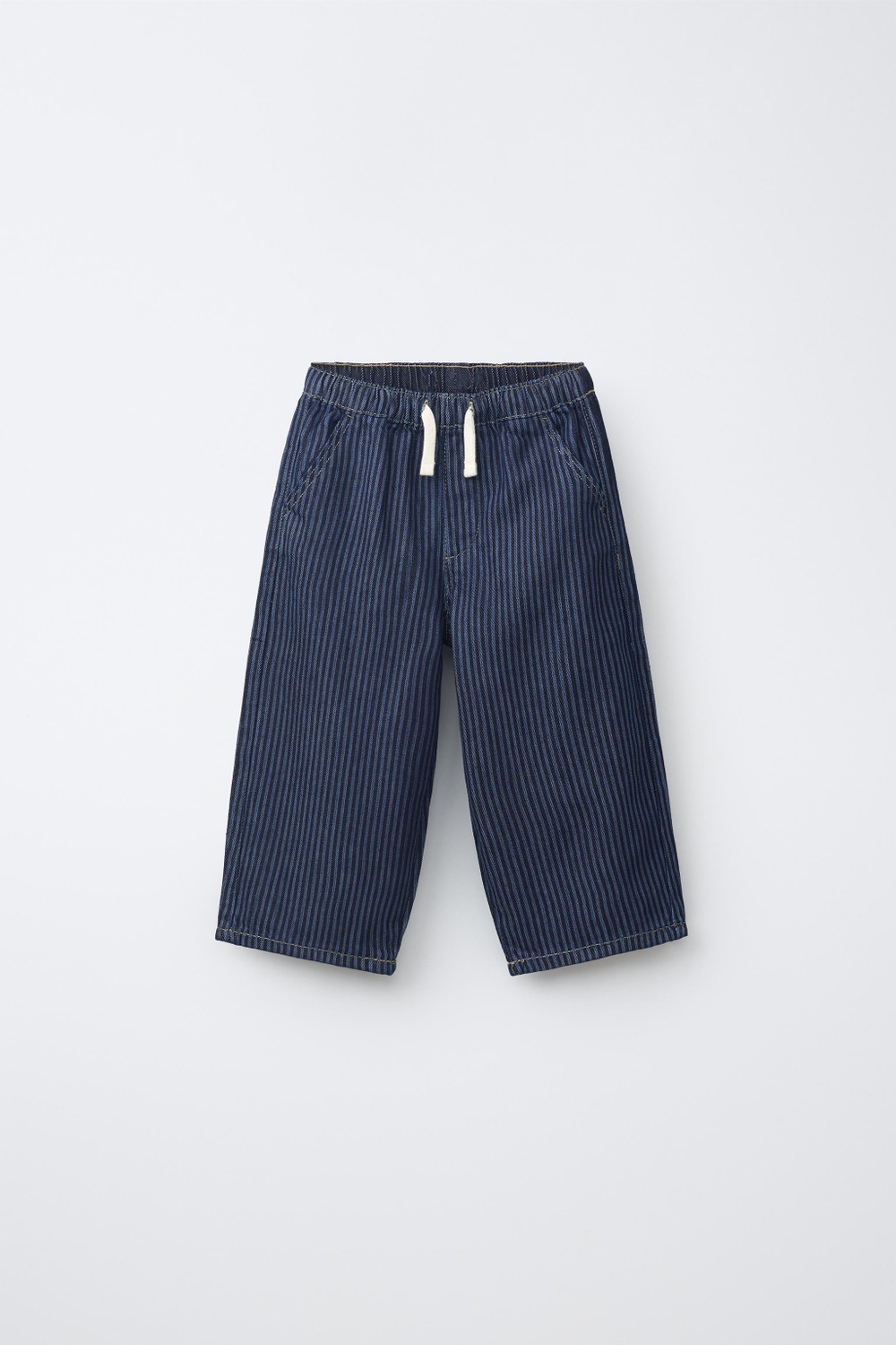 ZARA БРЮКИ BAGGY ИЗ САРЖИ, ПОЛОСКИ