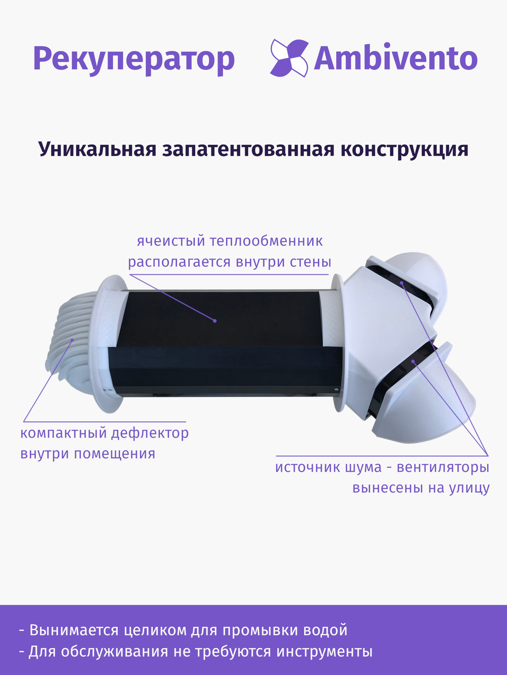 Рекуператор 60 м³/час для стен толщиной до 21см