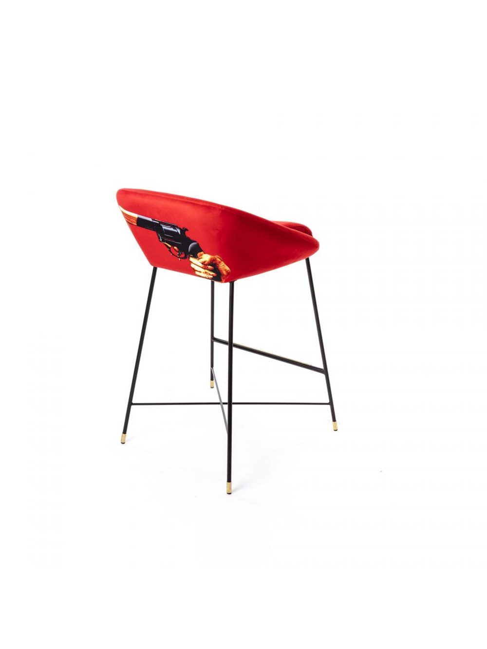 Барный стул Seletti Revolver, красный, черный
