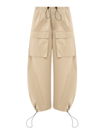 MM6 MAISON MARGIELA БРЮКИ ЖЕНСКИЕ ИЗ ГАБАРДИНА С НАКЛАДНЫМИ КАРМАНАМИ БЕЖЕВЫЕ