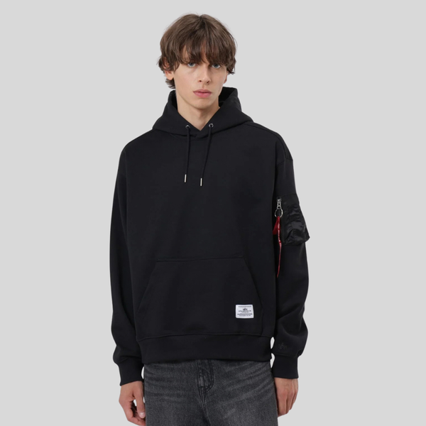 Толстовка Alpha Industries Utility Pocket Hoodie Relaxed Fit Black (Черная)