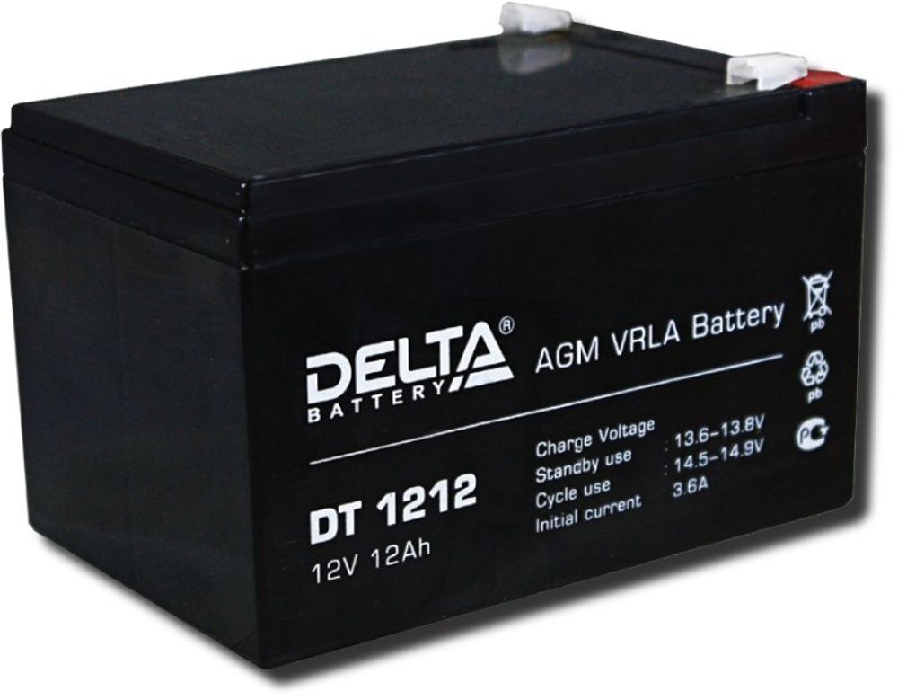 Аккумулятор 1212 Delta DT, 12В 12 А/ч, вес - 3,7 кг Аккумулятор 1212 Delta DT, 12В 12 А/ч, вес - 3,7 кг