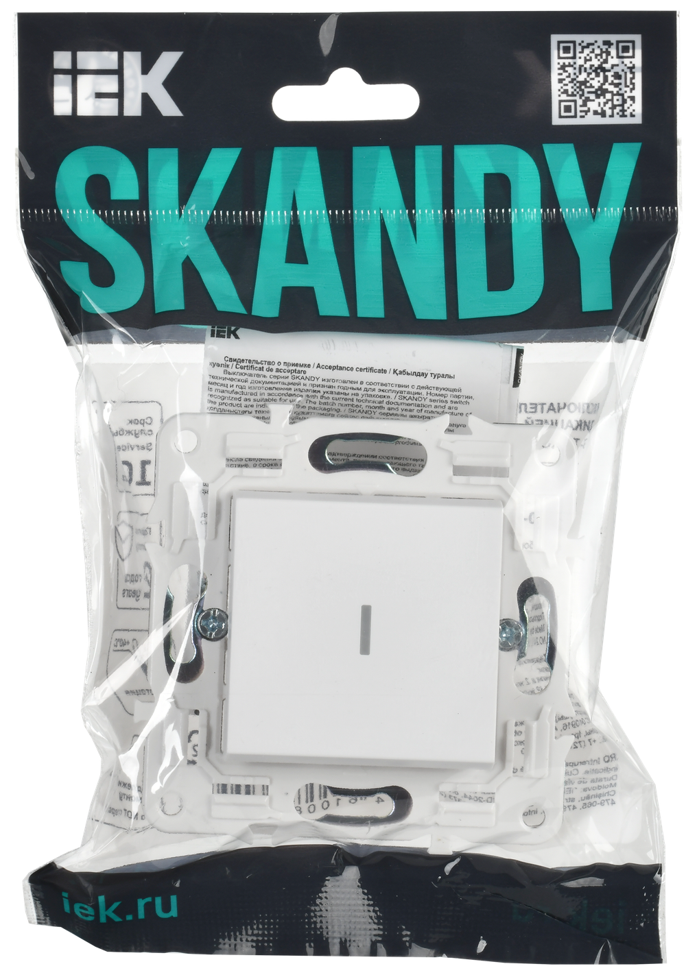 SKANDY Выключатель 1-клавишный проходной с индикацией 10А SK-V08W арктический белый IEK