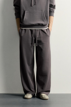 ZARA БАЗОВЫЕ СПОРТИВНЫЕ БРЮКИ LOOSE FIT, ТЕМНЫЙ АНТРАЦИТ
