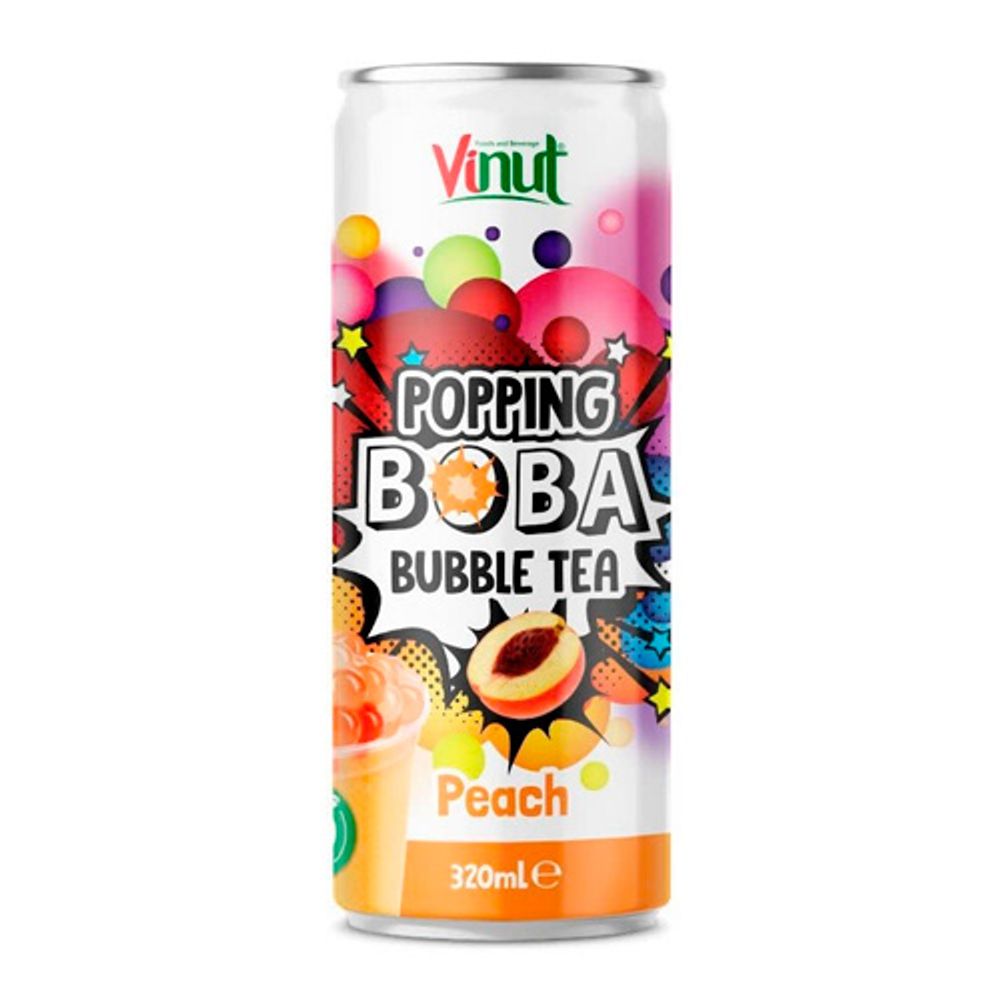 .Напиток VINUT 320мл Bubble Tea Peach (Чай с шариками Персик) (24) 9483