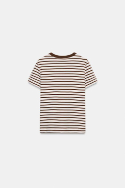 ZARA ФУТБОЛКА INTERLOCK С КОРОТКИМ РУКАВОМ, ПОЛОСКИ
