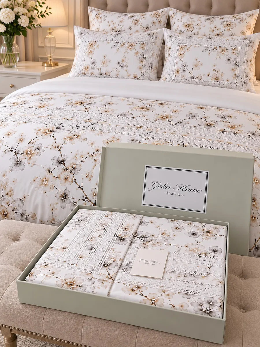 Gelin Home КПБ 6 пр. EBRU бежевый цвет пододеяльник 200*220, простынь 240*260, наволочки 50*70 2шт, декоративные наволочки 50*70 2шт GLNN546 — фото 7