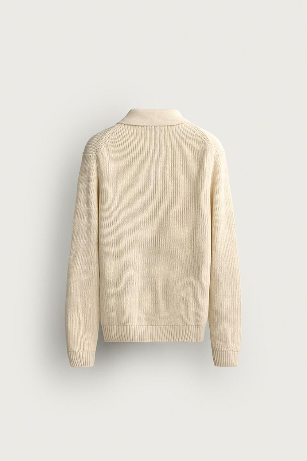 ZARA ПОЛО КЛАССИЧЕСКОГО КРОЯ ИЗ ТРИКОТАЖА ПЛАТОЧНОЙ ВЯЗКИ, ЖЕЛТОВАТО-БЕЛЫЙ