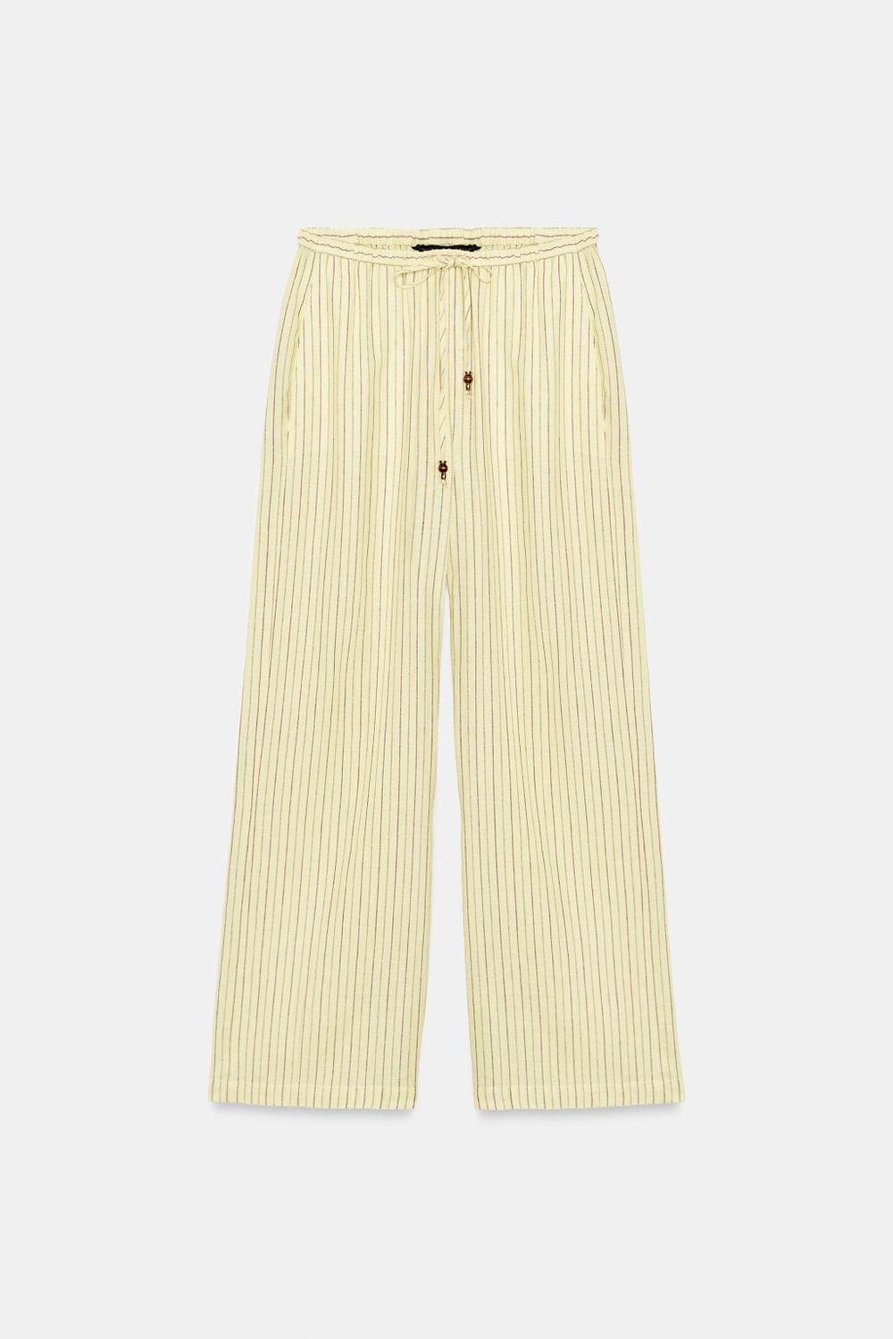 БРЮКИ ИЗ СМЕСОВОГО ЛЬНА В ПОЛОСКУ — ZARA