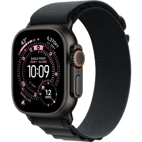 Часы Apple Watch Ultra 3, 2025, 49 мм, титан чёрного цвета, ремешок Alpine чёрного цвета