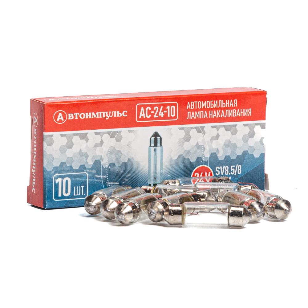 АС24-10 IM Автолампа накаливания C10W, 24 В, 10 Вт, SV8.5/8 (двухцокольная, 38 мм)