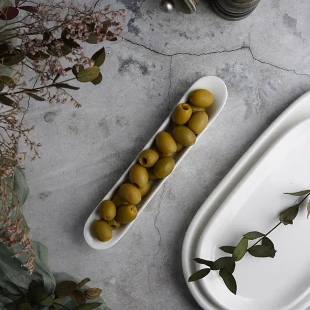 Блюдо овальное 20,5*3,5 см h2,8 см для закусок, оливок белое фарфор P.L. Proff Cuisine [6]