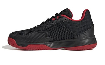детские Кроссовки теннисные Adidas Courtflash - core black/preloved blue/better scarlet