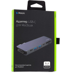 Переходник Deppa Thunderbolt C 7 в 1  Type-C to USB3.0x2/ HDMI/ Thunder3/ Type-C/ SD/ MicroSD для MacBook Графит | Graphite