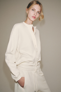 ZARA ХЛОПКОВАЯ ТОЛСТОВКА НА ПУГОВИЦАХ, ЭКРЮ