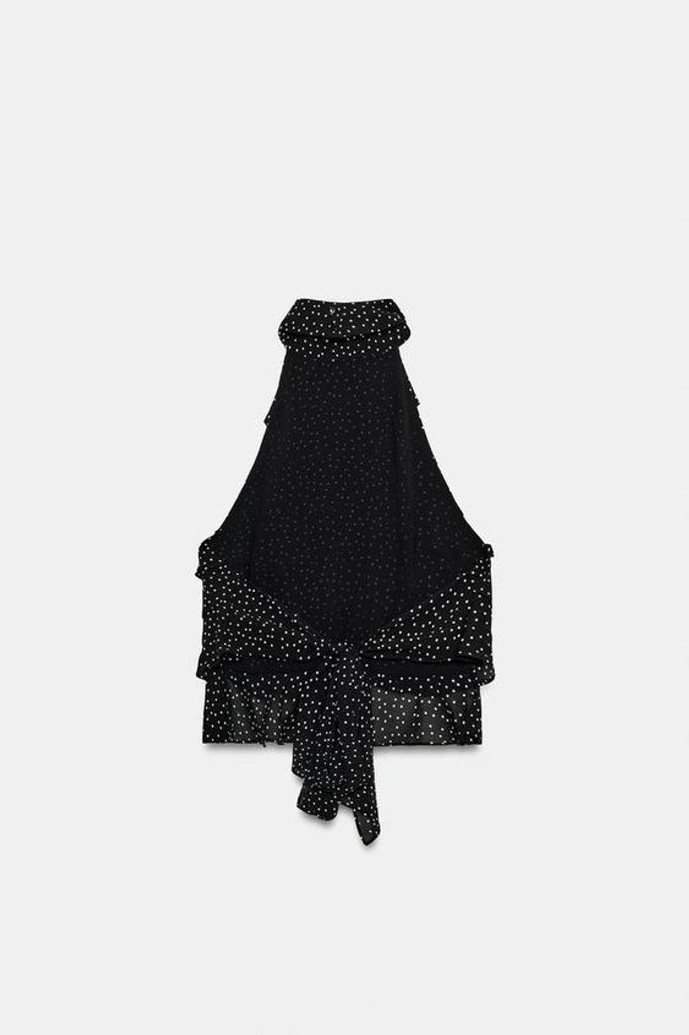 ZARA ТОП ИЗ ЖОРЖЕТА С ГОРЛОВИНОЙ ХАЛТЕР, ЧЕРНЫЙ/БЕЛЫЙ
