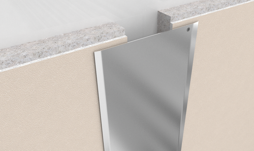 Профиль DEWMARK Wall AV 16 — накладной профиль с пластиной алюминий / AISI 304 для деформационных швов стен, шов 10–500 мм