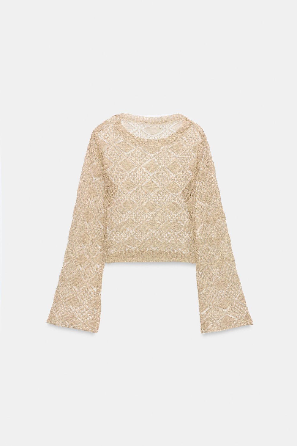 СВИТЕР ИЗ ТРИКОТАЖА POINTELLE С РАСКЛЕШЕННЫМИ РУКАВАМИ — ZARA
