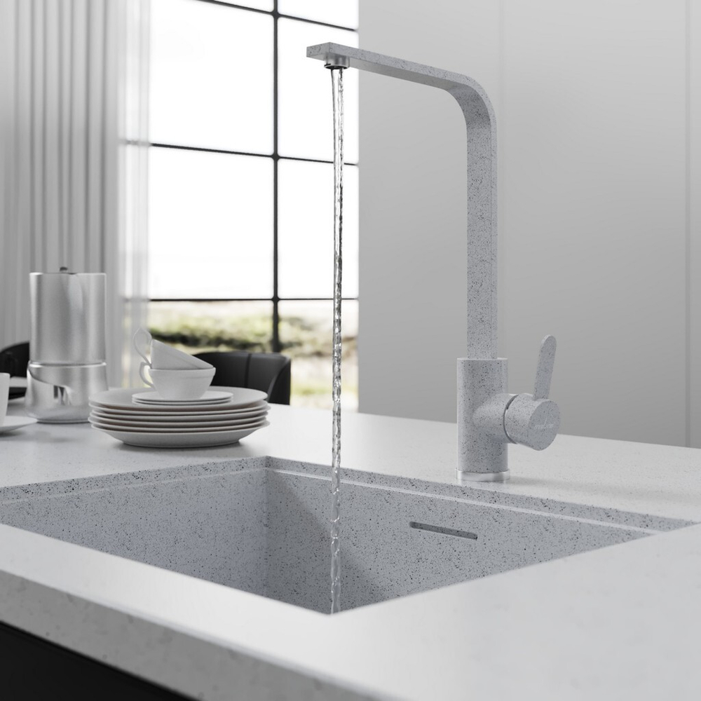 Смеситель для кухни 35к MIXLINE МЛ-ГС14 (ML-GS14) (310) серый высок. излив