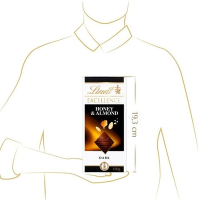 Шоколад темный Lindt EXCELLENCE Honey Almond Мед Миндаль , 100 г (Из Финляндии)