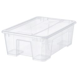 IKEA SAMLA  (ИКЕА САМЛА)  -  Контейнер с крышкой - прозрачный 39x28x14 см/11 л