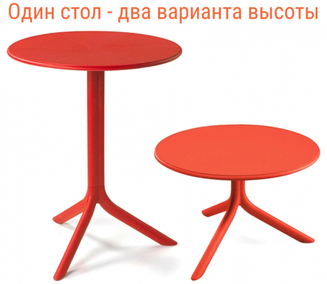 Стол пластиковый обеденный Nardi Spritz + Spritz Mini, коралловый