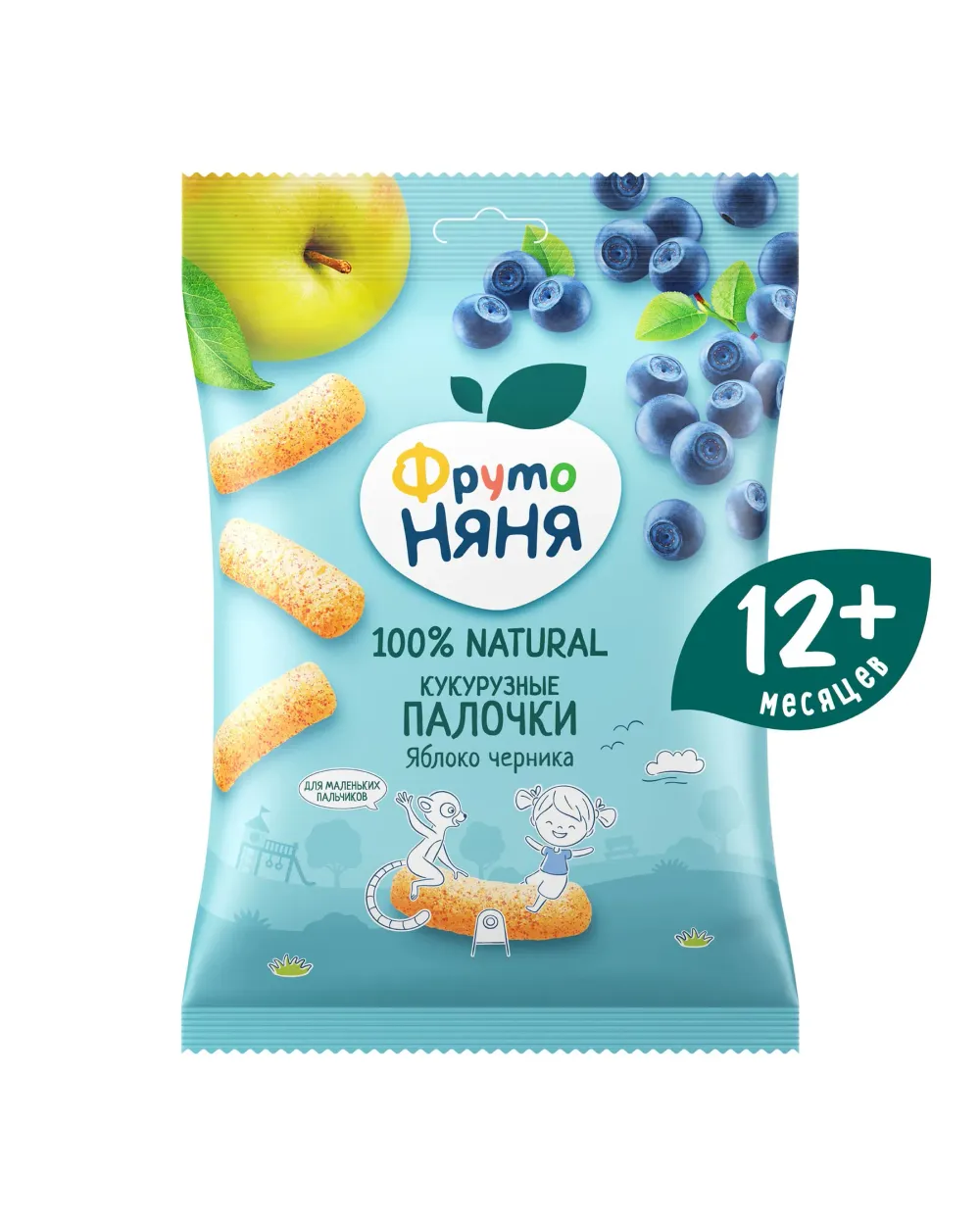 Фруто-няня Кукурузные палочки яблоком и черникой 20гр