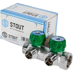 SMB-6850-341202 STOUT Коллектор регулирующий 3/4", 2 отвода 1/2"