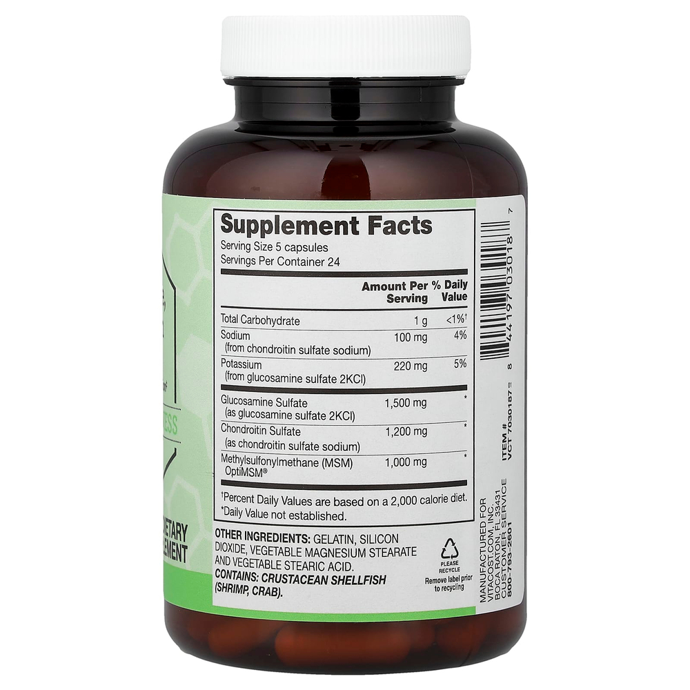 Vitacost, Synergy®, глюкозамин, хондроитин и МСМ, 120 капсул