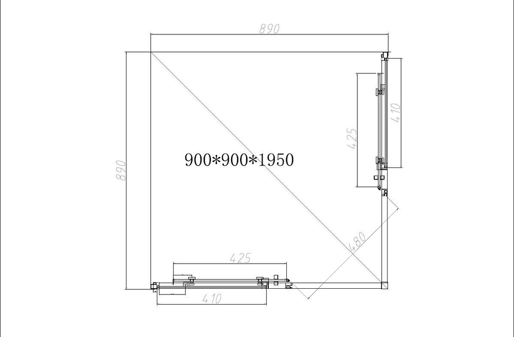 Душевой уголок Slim-N VSS-4SN900CGB, 900*900, черный, стекло тонированное