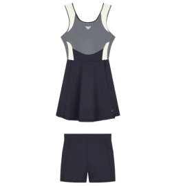 Теннисное платье EA7 Woman Jersey - black/butter/asphalt