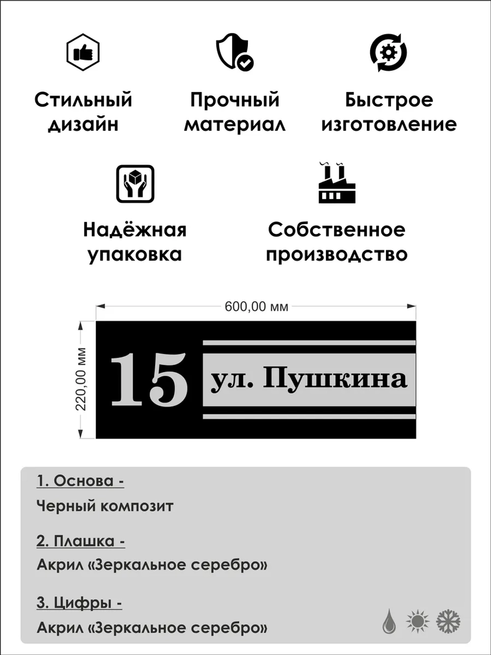 Адресная табличка на дом с объемными буквами