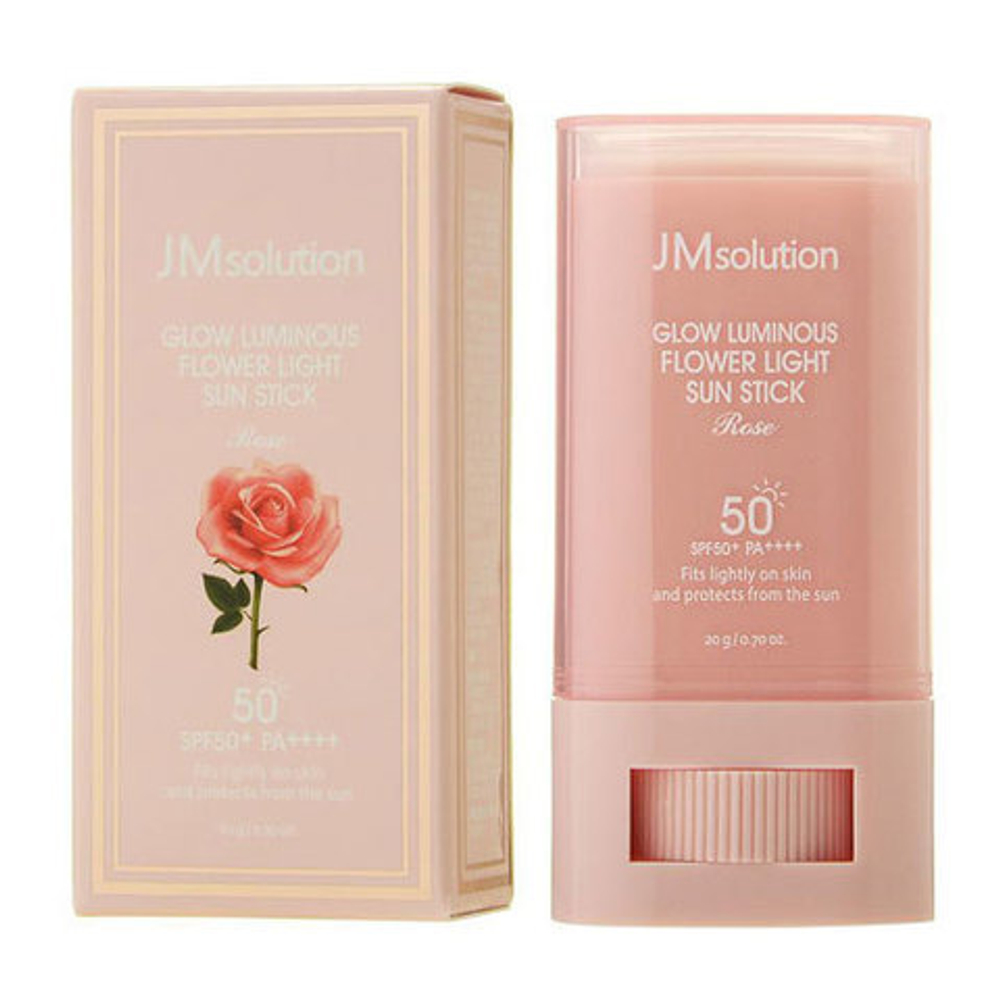 Jmsolution glow luminous flower light sun stic spf50+ - Солнцезащитный стик с розовой водой