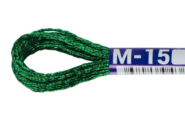 Мулине Gamma металлик, цв.М-15 зеленый, 12 мотков по 8 метров