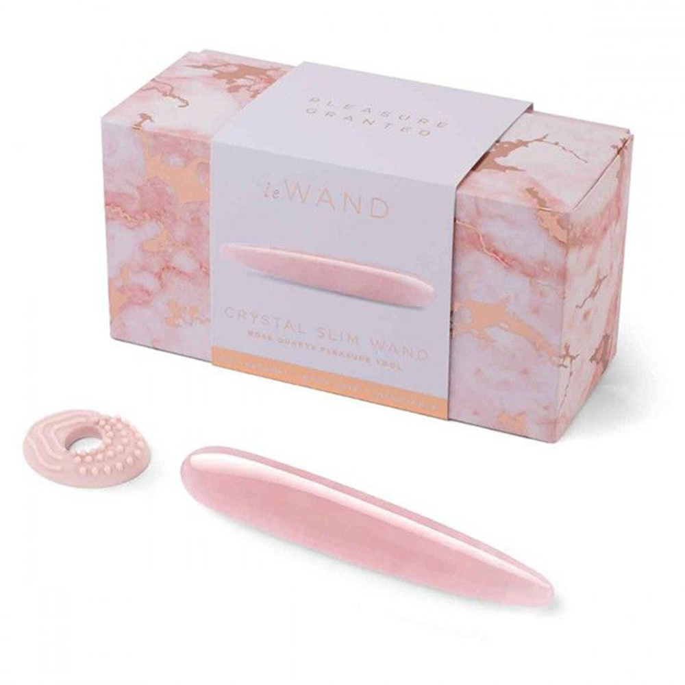 Массажер 17,7см из розового кварца Le Wand Crystal Slim Wand LW-033-RQ