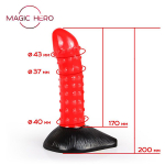 Красно-черный фантазийный фаллоимитатор 20см с пупырышками Bior Toys Magic Hero MH-13002