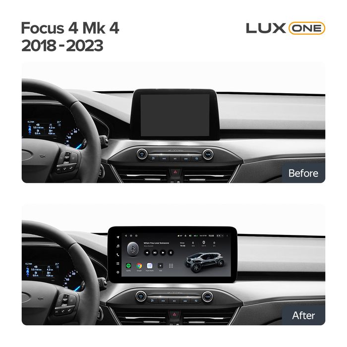 Магнитола для Ford Focus 4 2018-2024+ - Teyes LUX ONE ROUND монитор 12.3" 2K QLED на Android 10, Быстрая, CarPlay, 4G SIM-слот