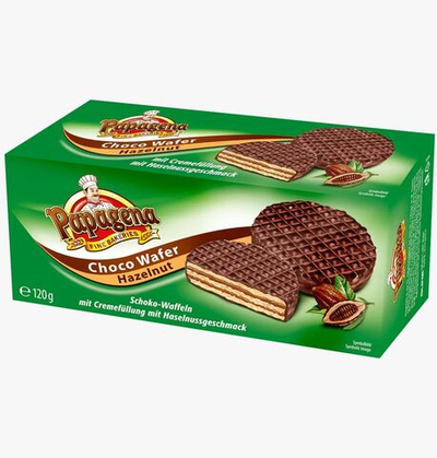 Шоколадные вафли PAPAGENA с кремовой начинкой со вкусом лесного ореха 120 г (Австрия)