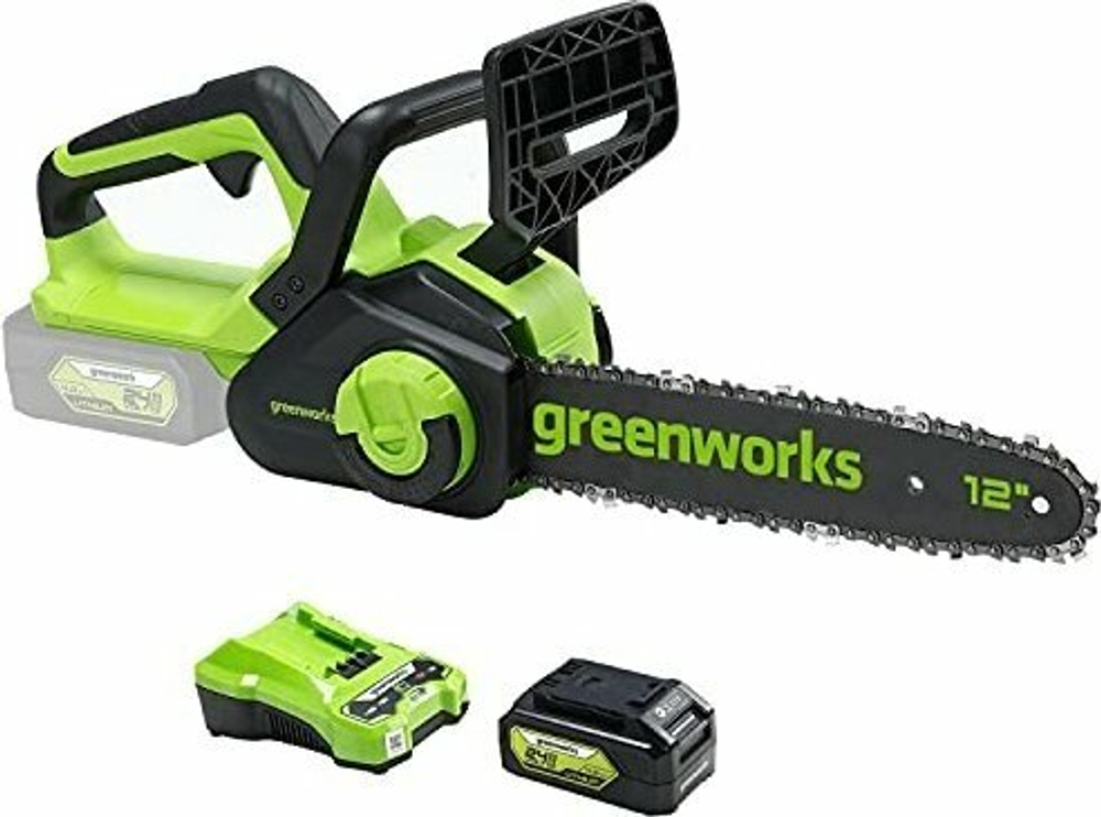 Цепная пила аккумуляторная GREENWORKS GD24CS30 24В,3/8-1,1-45,30см,б/щ,без АКБ и ЗУ (2007007)