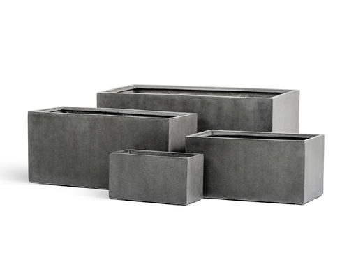 Кашпо TREEZ Effectory Beton Низкий прямоугольник Тёмно-серый бетон д-40, ш-20, в-22 см 41.3319-02-019-GR-040