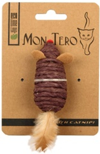 MON TERO ECO Игрушка для кошек, Мышь с перьями и кошачьей мятой, фиолетовая, 7.6 см