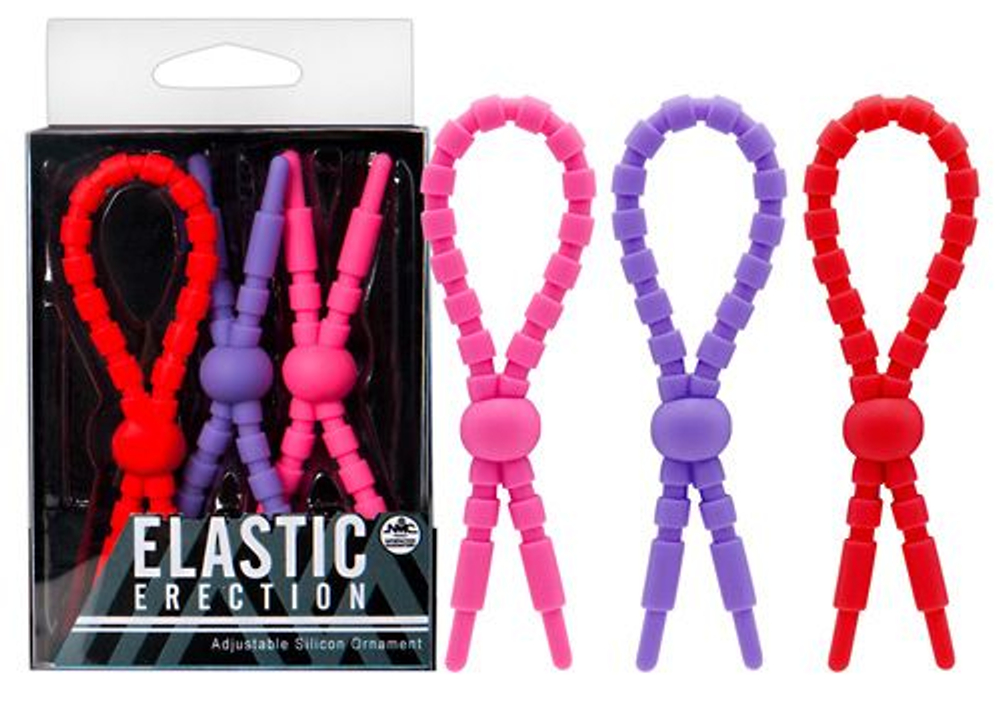 Набор из трех лассо для пениса Elastic Erection (Цвет: разноцветный)