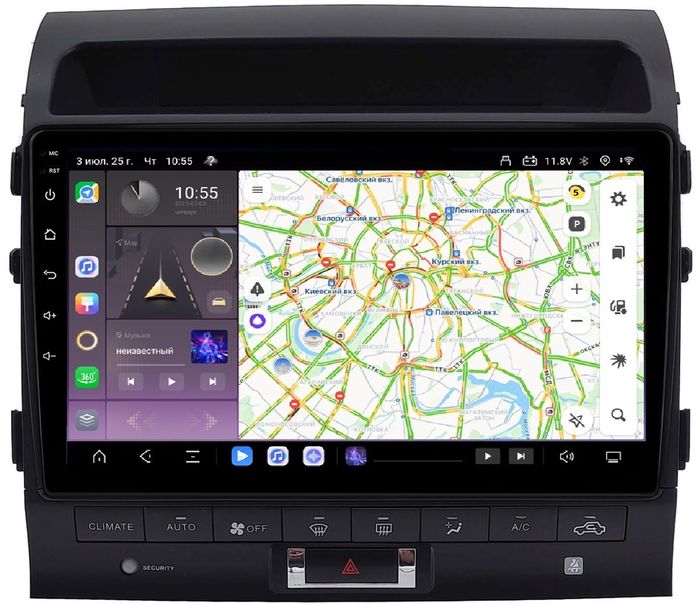 Магнитола для Toyota Land Cruiser 200 2007-2015 (со штатной камерой или 360) - Kuberg QLed, Android 13, Быстрейшая, CarPlay, SIM-слот