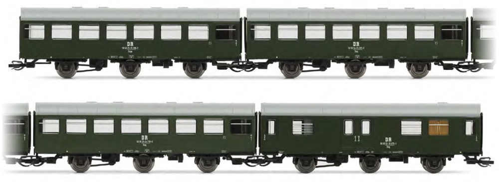 Набор 3-х осн.пассажирских вагонов “Rekowagen”, 4шт, DR, Ep.IV