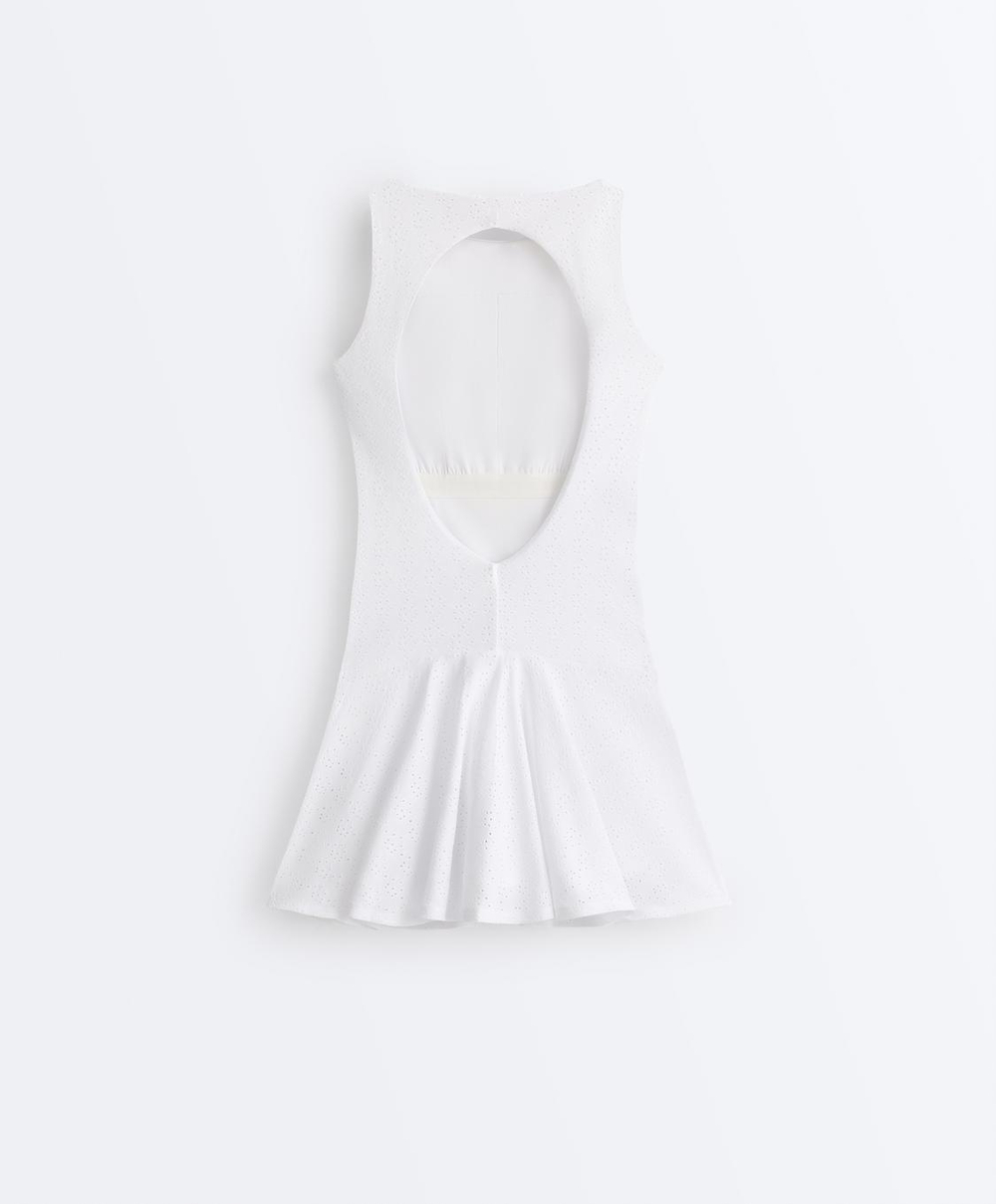 OYSHO Вышитое мини-платье Comfortlux, белый