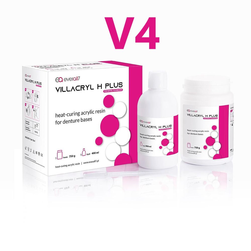 --- Villacryl H Plus цвет V4 (750гр.+400мл.) Виллакрил Аш Плюс, для изготовления протезов горячей полимеризации, V100V4Z12